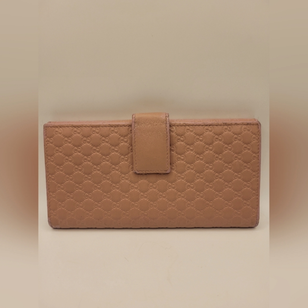Gucci Microguccissim GG Logo Bifold Wallet Leather Long Flap Pink Women - Picture 2 of 3